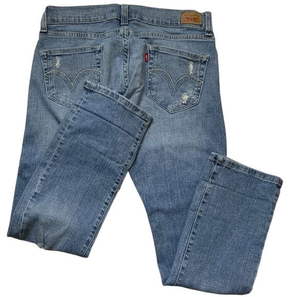 Levis Red Tab Vintage Tilted 504 Jean Women 9 Distressed Mid Rise Stretch Casual - Picture 2 of 7